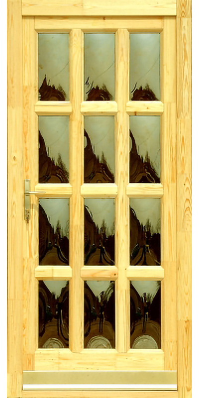 Ámor teljes üveges - Borovi fenyő bejárati ajtó (D)