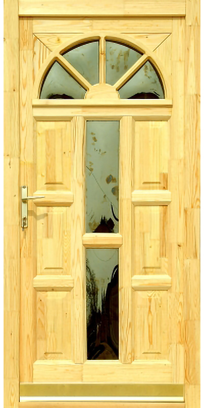 Napsugár I Középen üveges - Borovi fenyő bejárati ajtó (D)