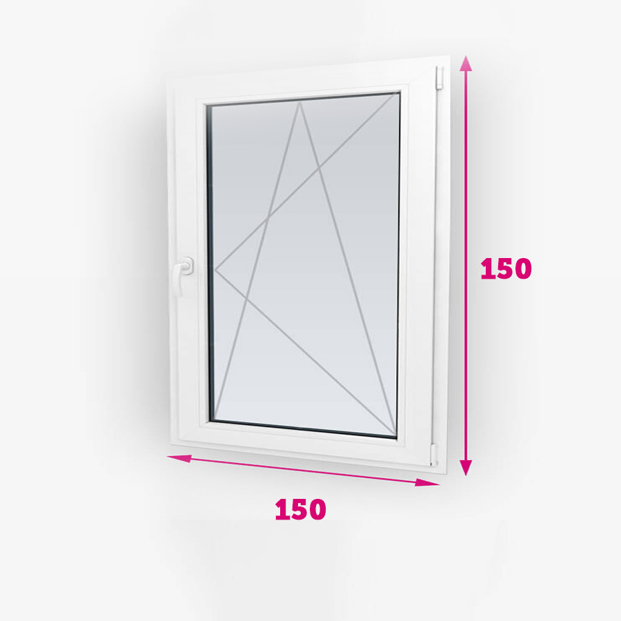 Középfelnyílós kétszárnyú műanyag ablak 150x150cm