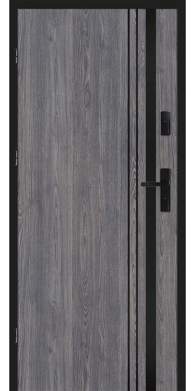 Herse Lux 221 szálcsiszolt fekete intarziás lépcsőházi bejárati ajtó