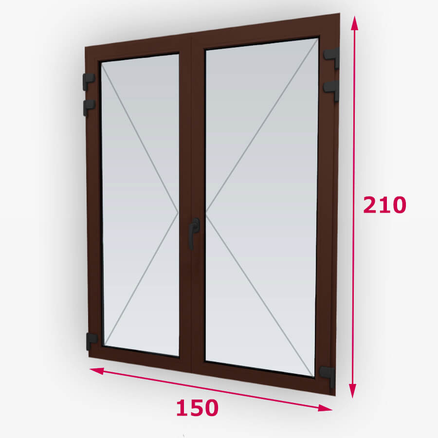 Középfelnyílós fa erkély ajtók 150x210cm