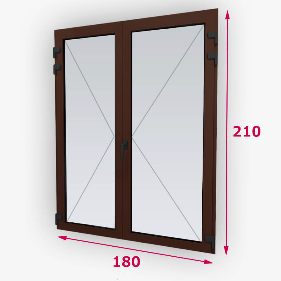 Középfelnyílós fa erkély ajtók 180x210cm
