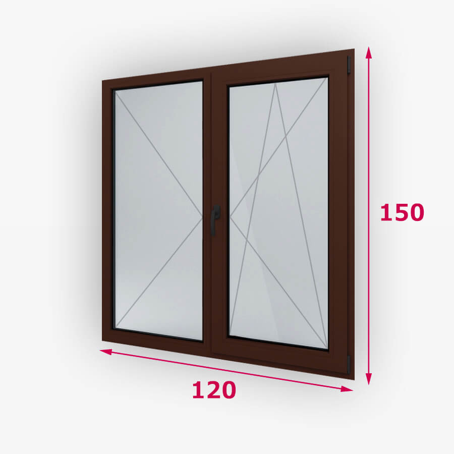 Középfelnyílós kétszárnyú fa ablak 120x150cm