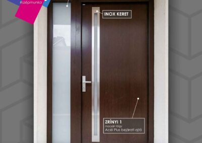 Zrínyi 1 Acél Plus bejárati ajtó mocsári tölgy, oldalvilágítóval, Nagykanizsa