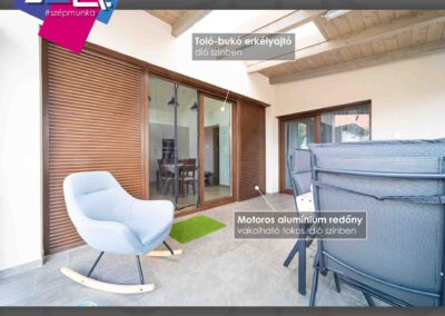 Motoros redőny és toló-bukó erkélyajtó dió színben, Paks