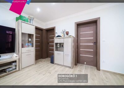 Dobogókő 1 dió prémium CPL Plus üveges beltéri ajtó, Paks