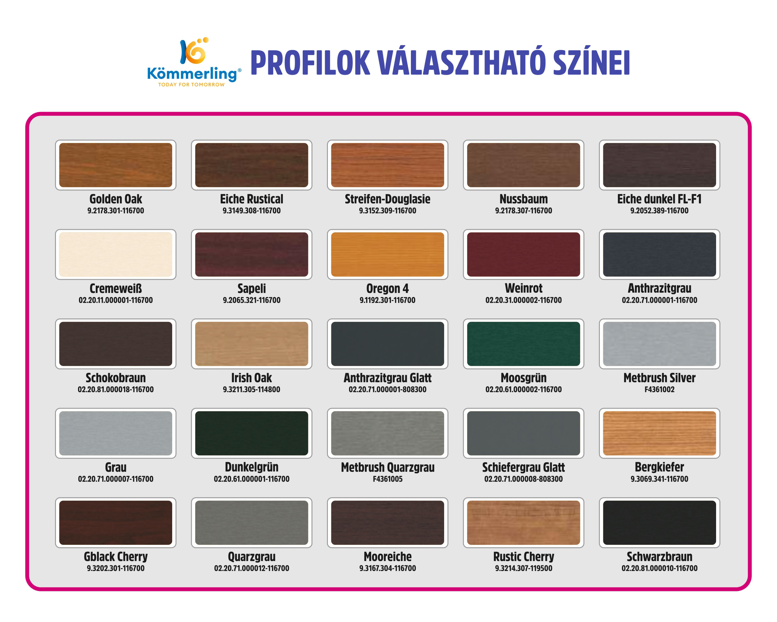 Kömmerling műanyag ablak színválaszték - Dekorfóliák Kömmerling műanyag ablak színválaszték - Dekorfóliák