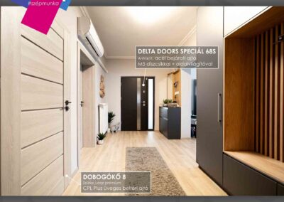 Delta Special 68S antracit bejárati ajtó M5 díszcsíkkal, oldalvilágítással Kaposváron