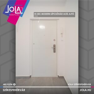 HiSec Modern lépcsőházi acél ajtó fehér színben, Székesfehérvár