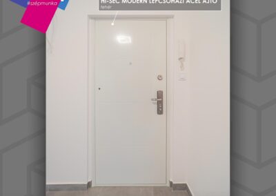 HiSec Modern lépcsőházi acél ajtó fehér színben, Székesfehérvár