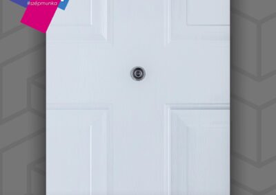 HiSec acél bejárati ajtó Veszprémben, fehér színben, felülvilágítóval