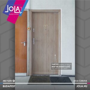 Taródi prémium cpl fóliázott MDF bejárati ajtó tölgy prémium, inox vasalattal Budapest