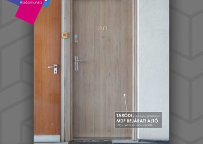 Taródi prémium cpl fóliázott MDF bejárati ajtó tölgy prémium, inox vasalattal Budapest